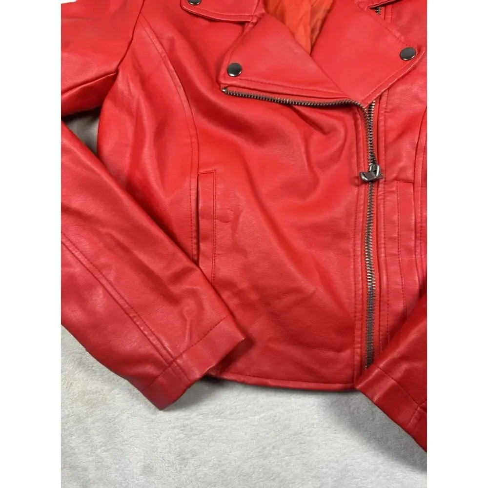 Riverdale South Side Serpents Faux Leather Moto Jacket Women’s Small Red